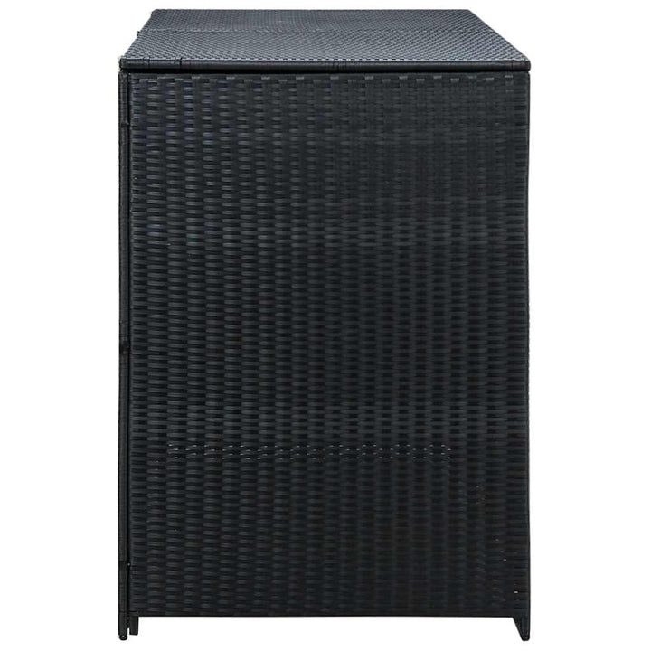 dobbelt skraldespandsskjuler polyrattan sort 148 x 80 x 111 cm