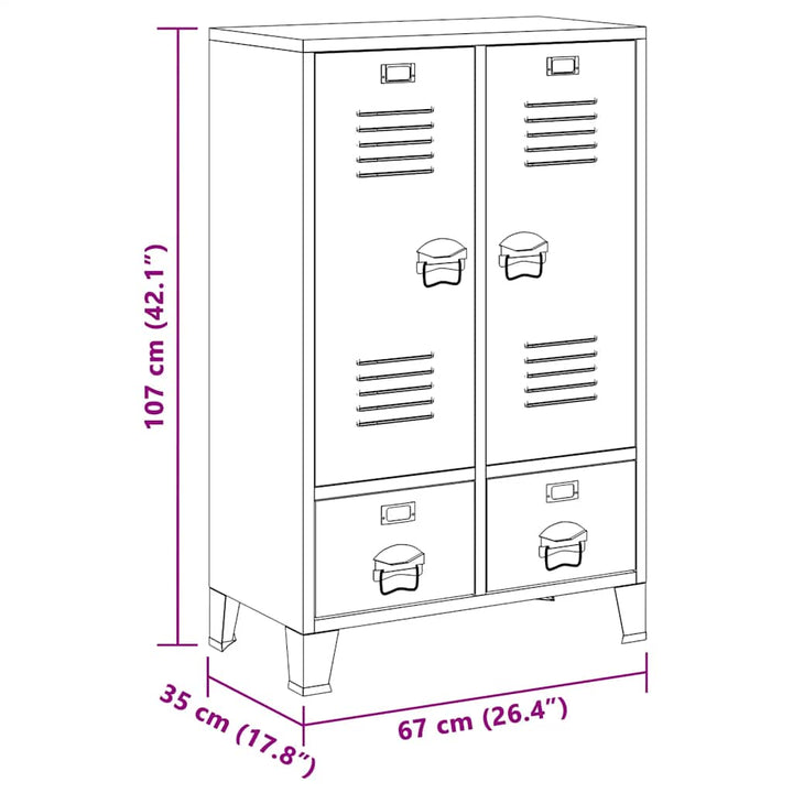 garderobe i metal industriel stil 67 x 35 x 107 cm sort