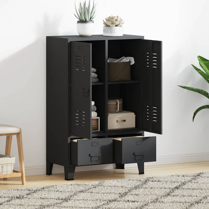 garderobe i metal industriel stil 67 x 35 x 107 cm sort