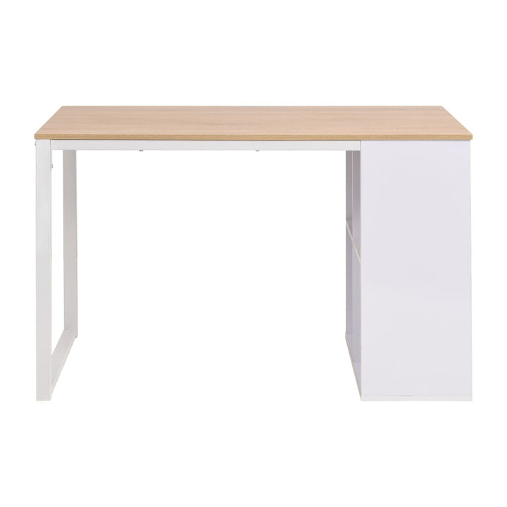 skrivebord 120x60x75 cm egetræsfarvet og hvid