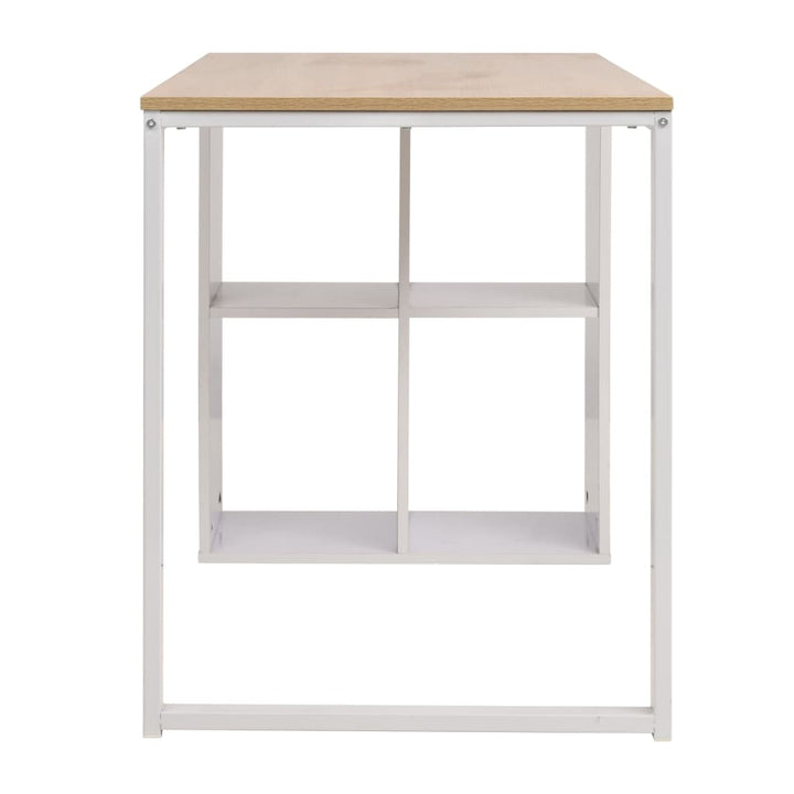skrivebord 120x60x75 cm egetræsfarvet og hvid