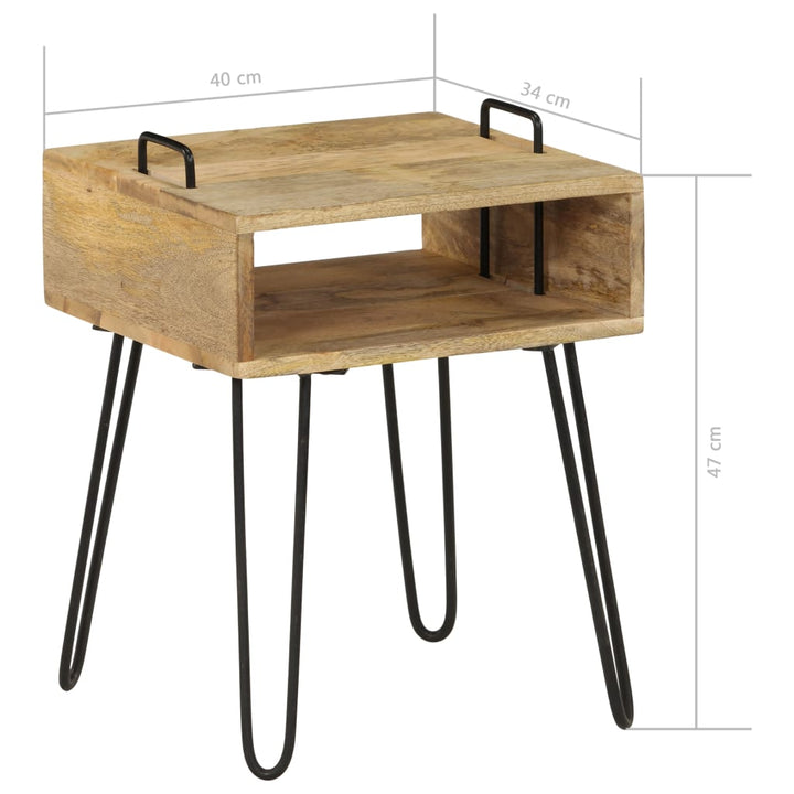 sengebord 40x34x47 cm massivt mangotræ