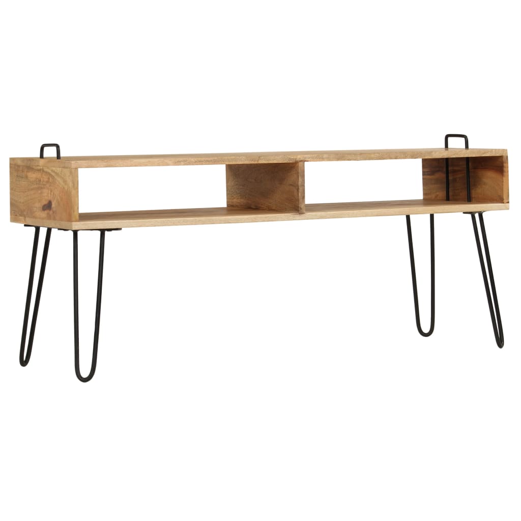 tv-bord i massivt mangotræ 110 x 35 x 45 cm