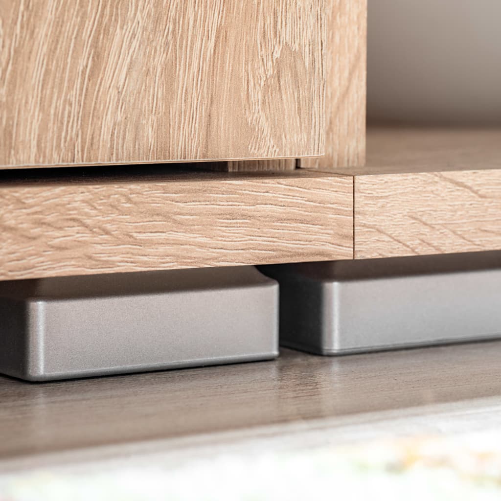 skabssæt med tv-skab og LED-lys sonoma-eg