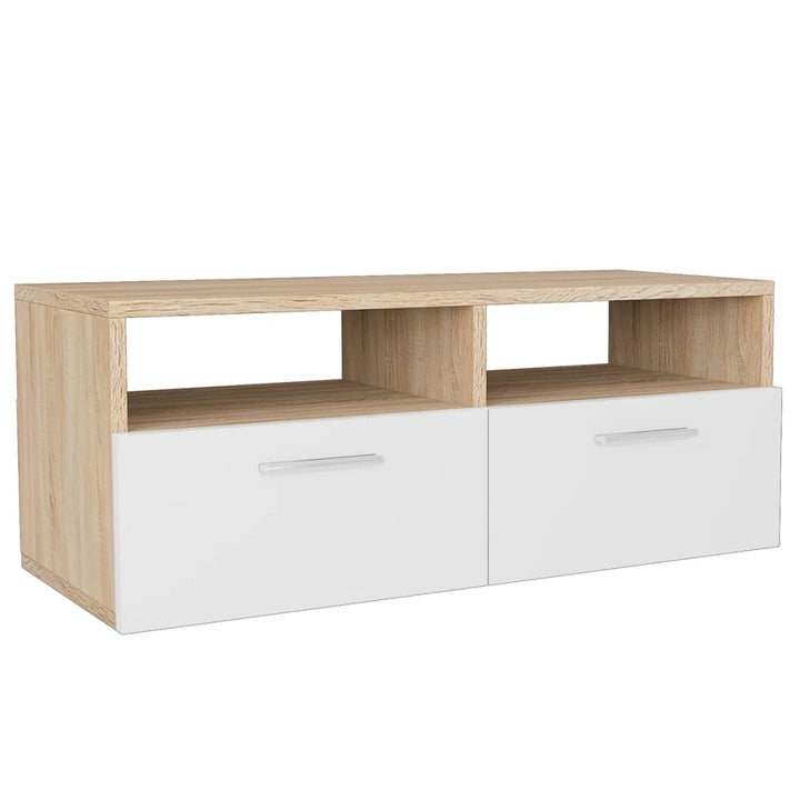 tv-borde 2 stk. 95x35x36 cm konstrueret træ egetræ og hvid