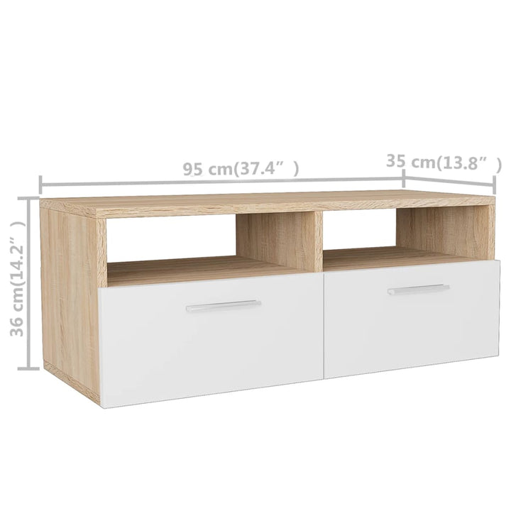 tv-borde 2 stk. 95x35x36 cm konstrueret træ egetræ og hvid
