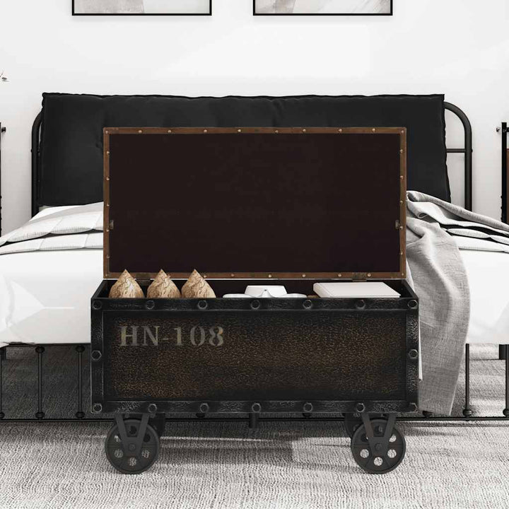 opbevaringsbænk 80,5x41x50 cm massivt træ og kunstlæder