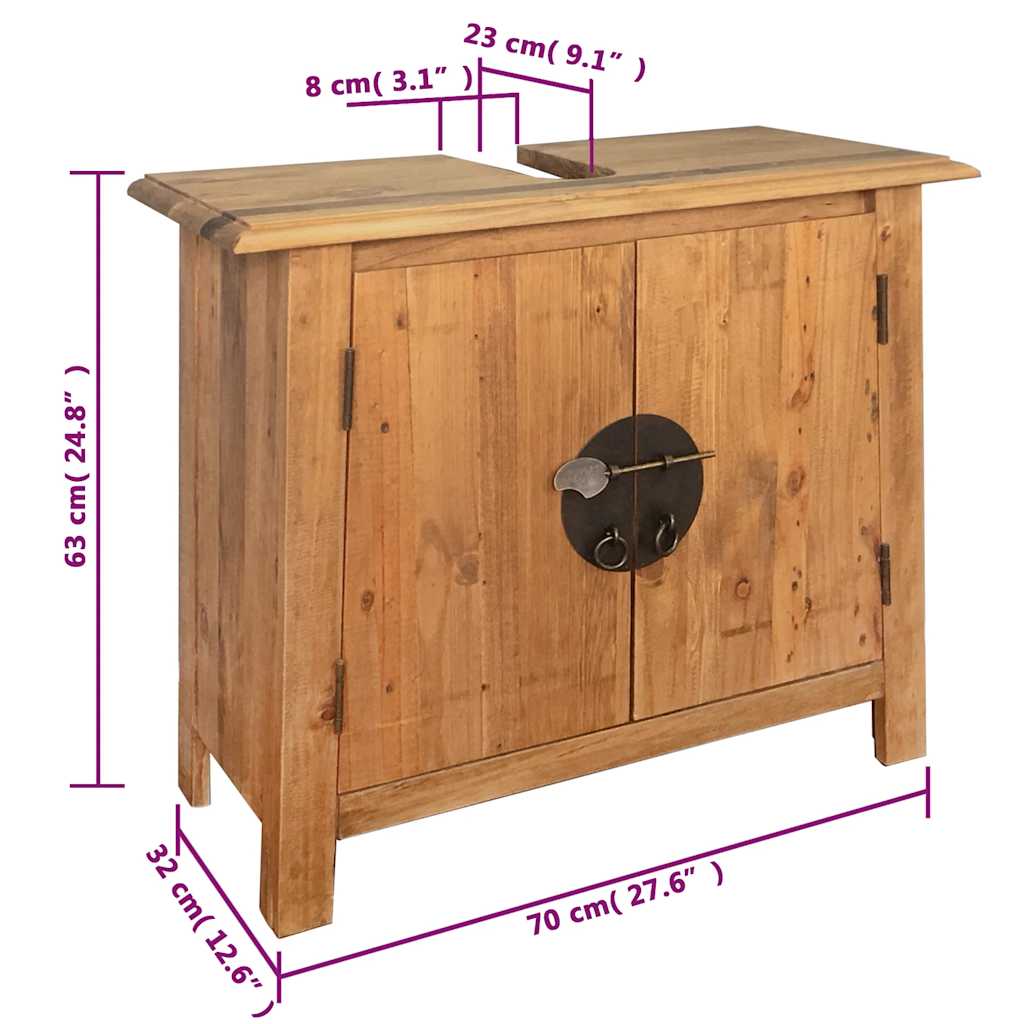 badeværelsesmøbel 70x32x63 cm massivt fyrretræ