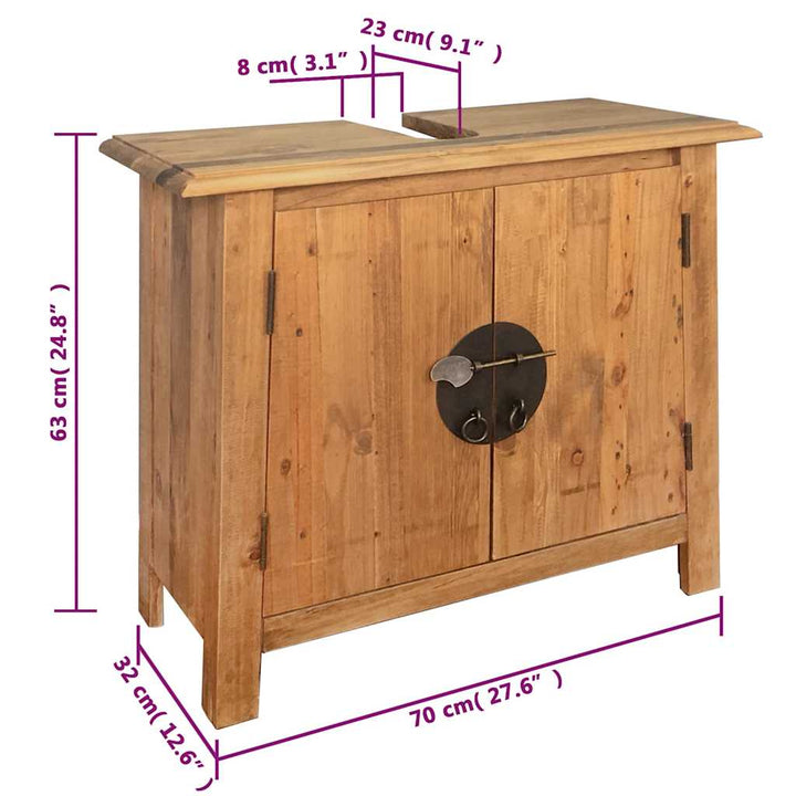 badeværelsesmøbel 70x32x63 cm massivt fyrretræ