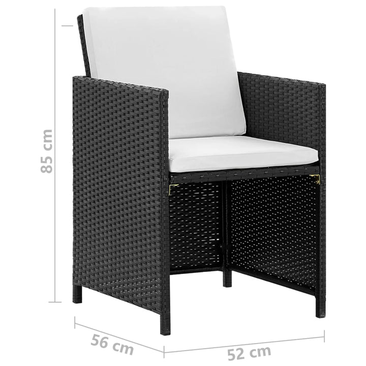 udendørs spisebordssæt 5 dele med hynder polyrattan sort