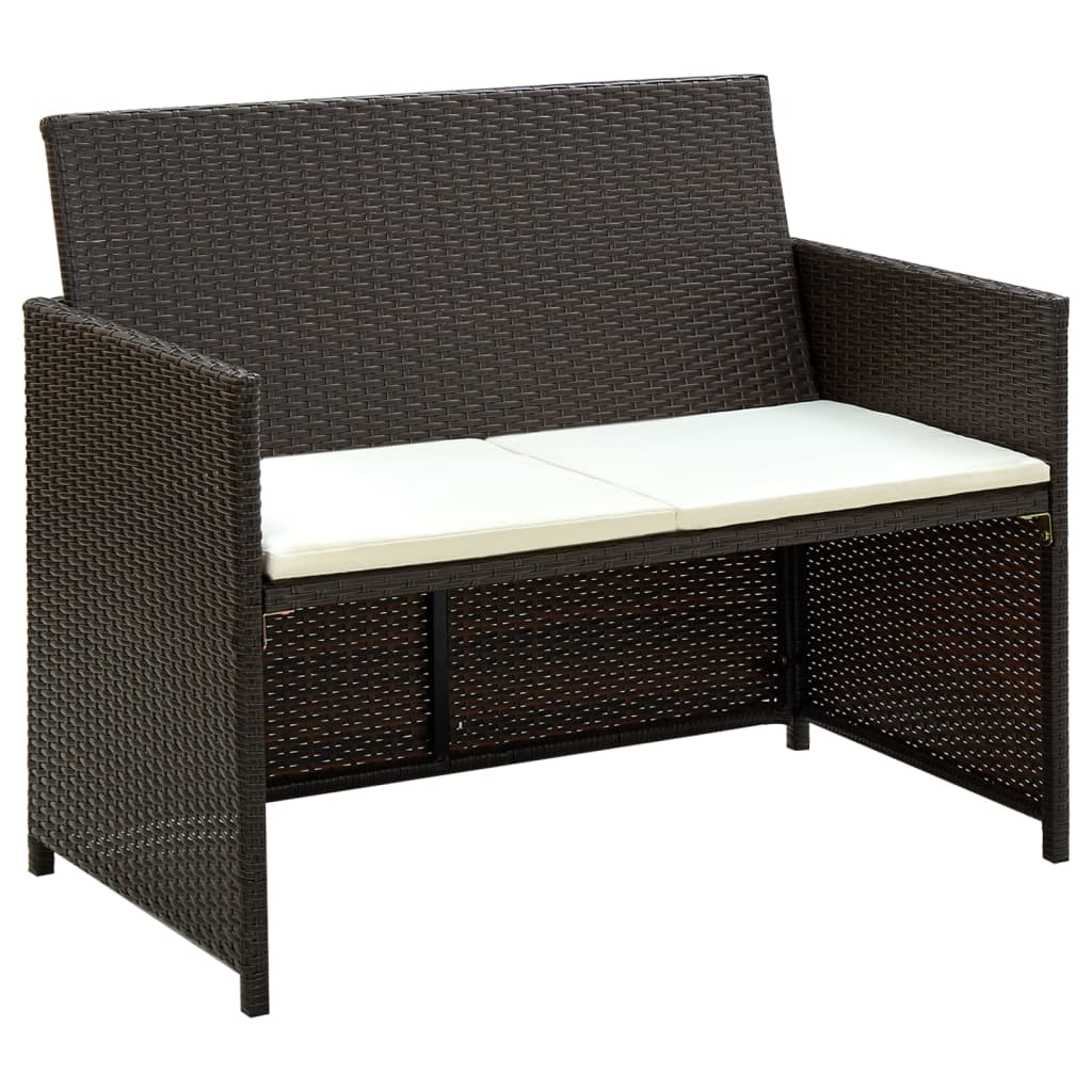 haveloungesæt 4 dele med hynder polyrattan brun