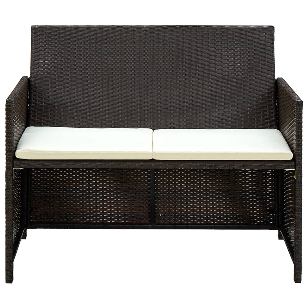 haveloungesæt 4 dele med hynder polyrattan brun