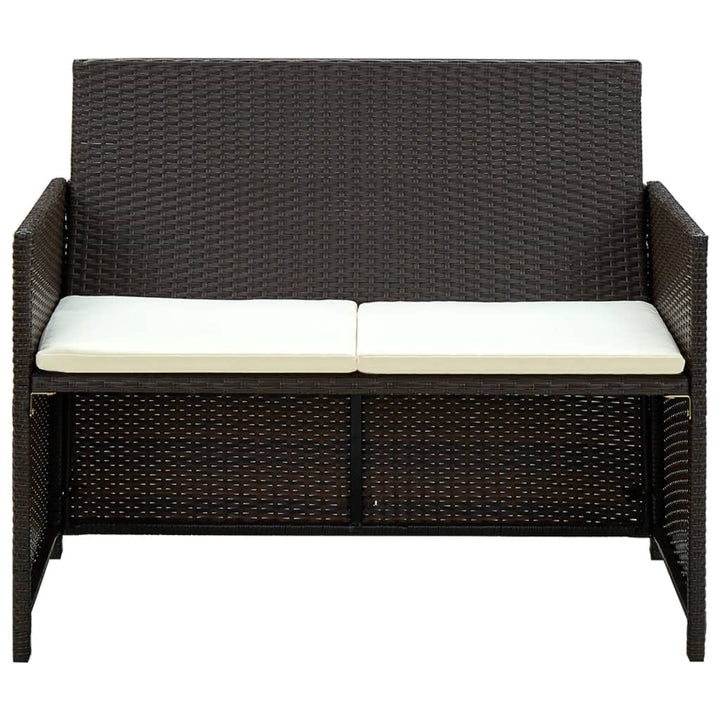haveloungesæt 4 dele med hynder polyrattan brun