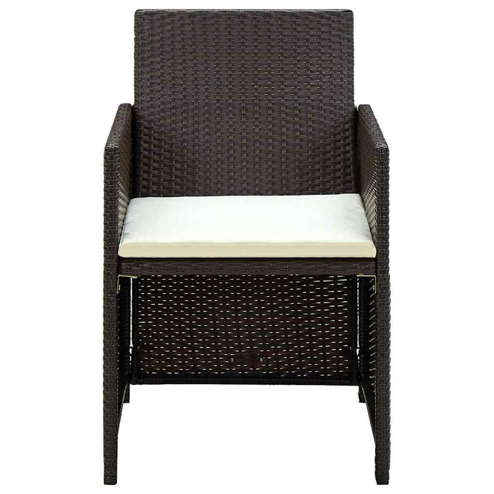 haveloungesæt 4 dele med hynder polyrattan brun