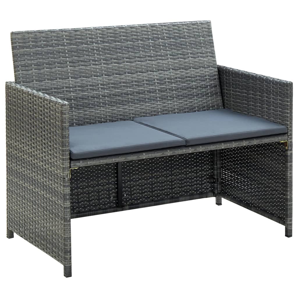 haveloungesæt 4 dele med hynder polyrattan grå