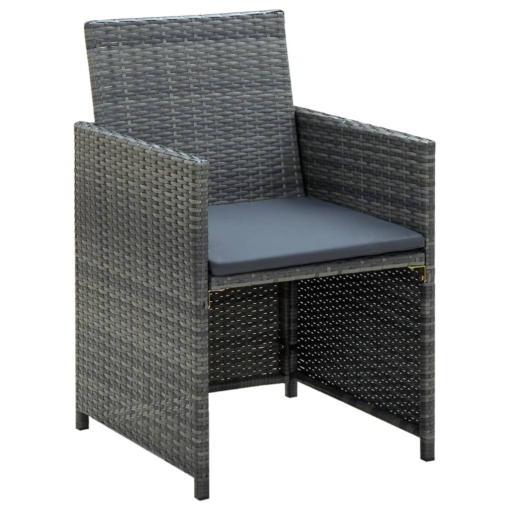 haveloungesæt 4 dele med hynder polyrattan grå