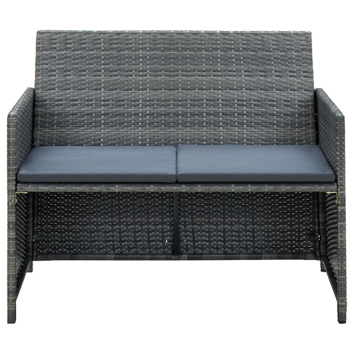 2-personers havesofa med hynder grå polyrattan