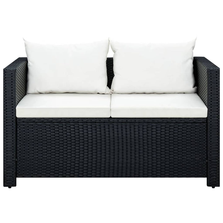 haveloungesæt 3 dele med hynder polyrattan sort