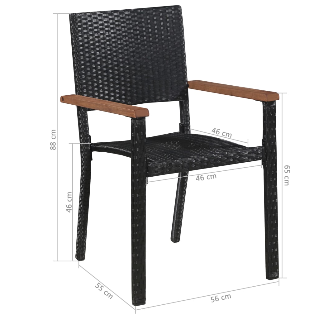 udendørs spisebordssæt 5 dele polyrattan og akacietræ sort