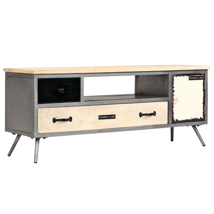 TV-skab massivt mangotræ og stål 120 x 30 x 45 cm