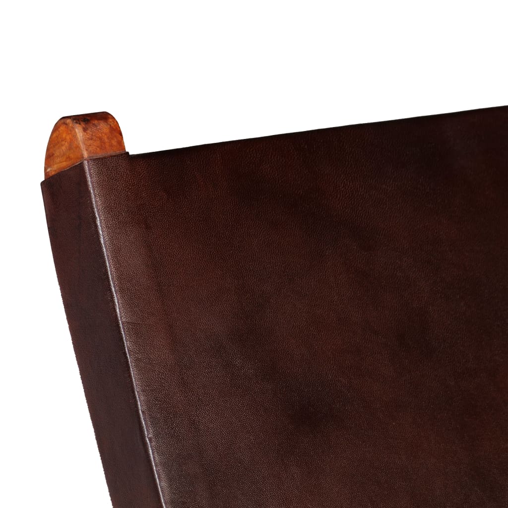 foldbar afslapningsstol ægte læder brun