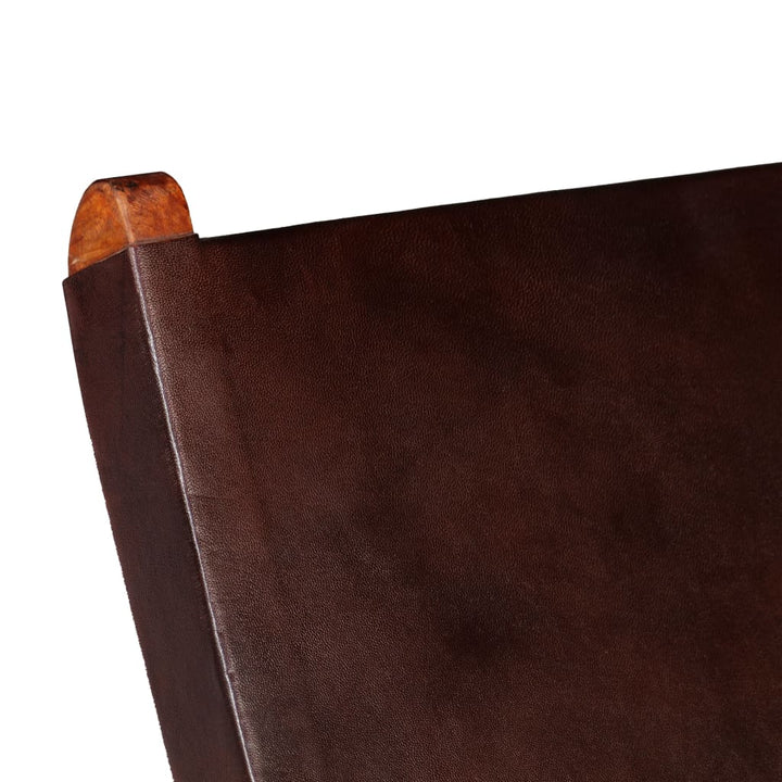 foldbar afslapningsstol ægte læder brun