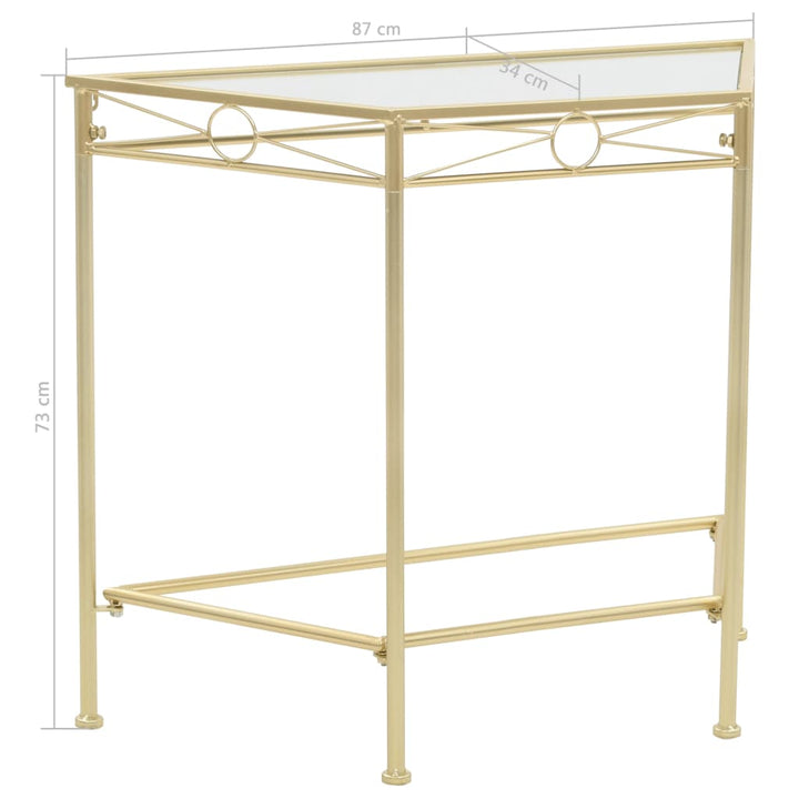sidebord i vintagestil metal 87 x 34 x 73 cm guldfarvet