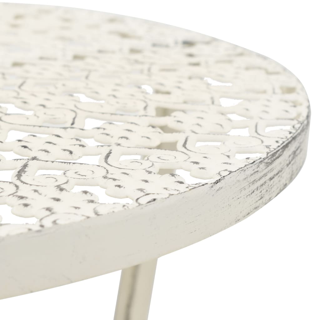 bistrobord i vintagestil rund metal 40 x 70 cm hvid