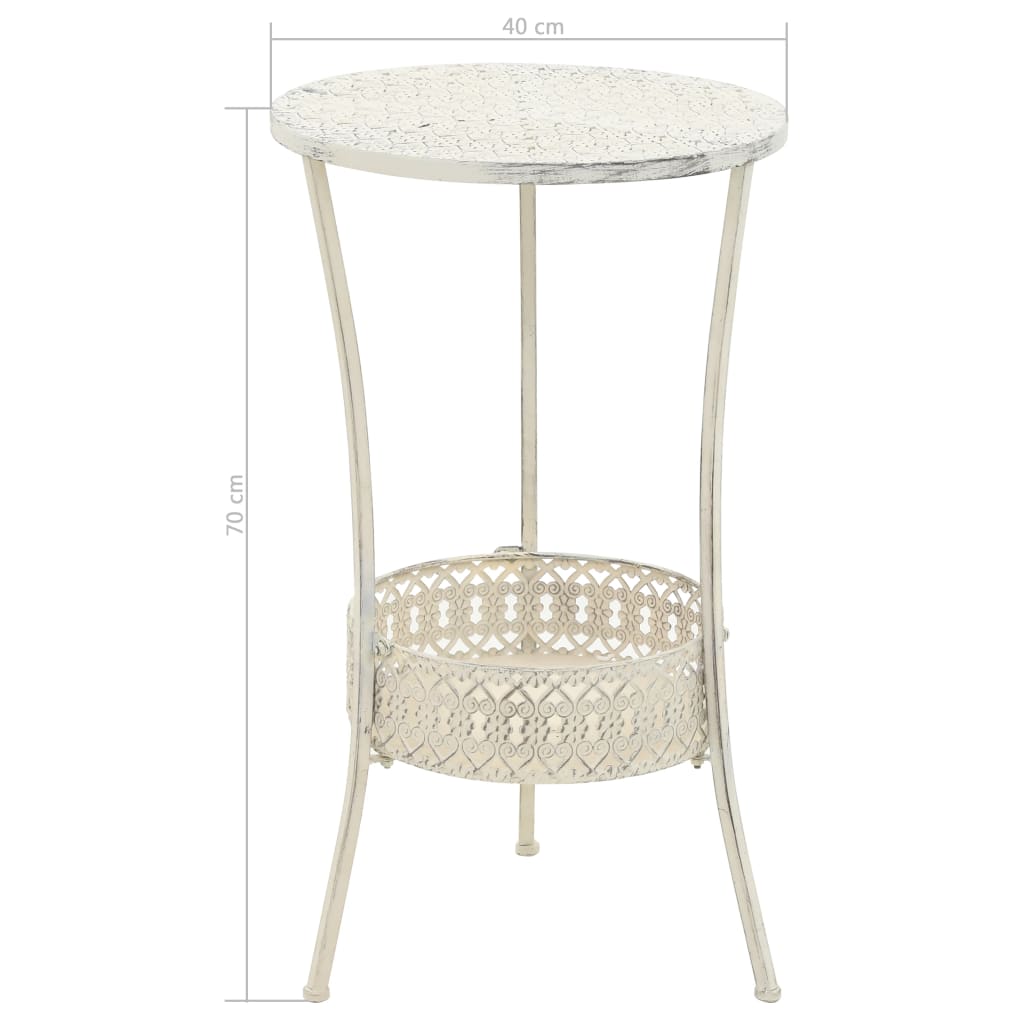 bistrobord i vintagestil rund metal 40 x 70 cm hvid