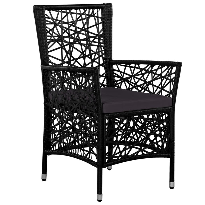 udendørs spisebordssæt 9 dele polyrattan sort