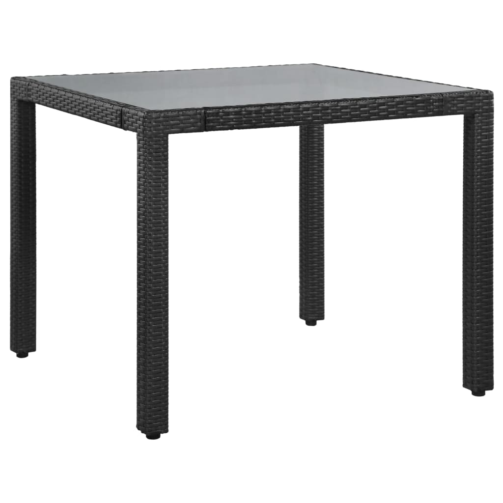 udendørs spisebordssæt 5 dele polyrattan sort