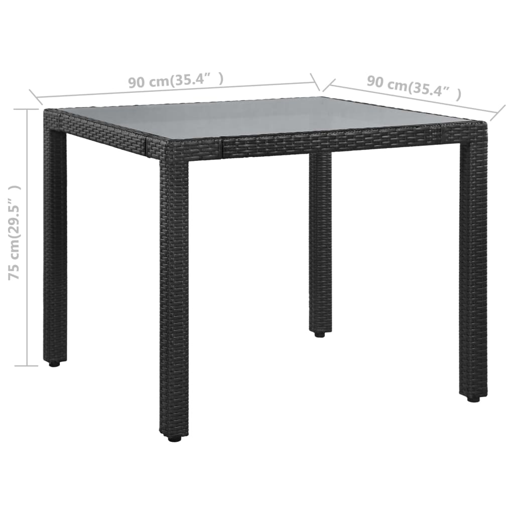 udendørs spisebordssæt 5 dele polyrattan sort