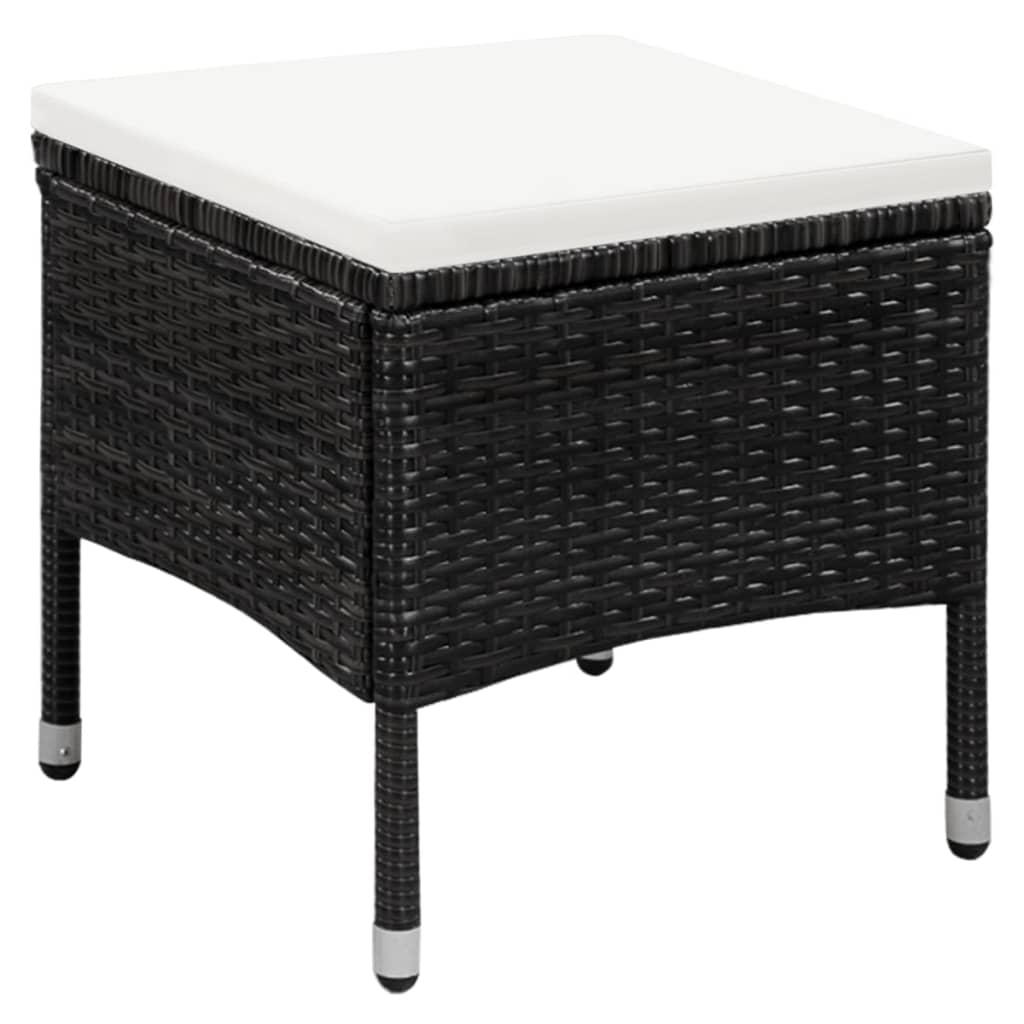 havestol og skammel med hynde polyrattan sort