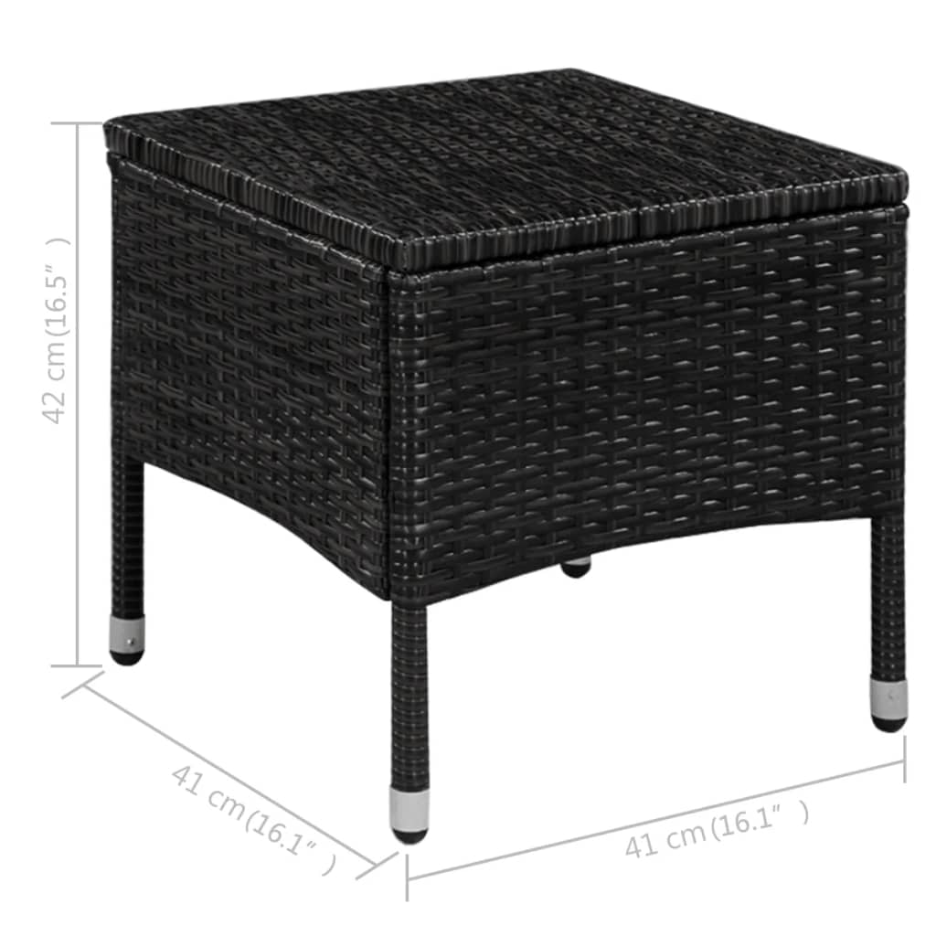 havestol og skammel med hynde polyrattan sort