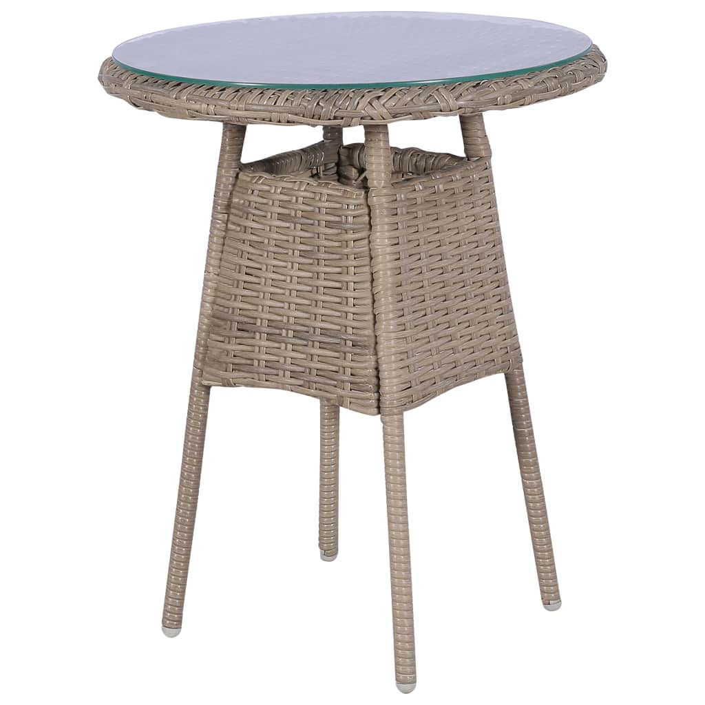 bistrosæt 3 dele med hynder polyrattan brun