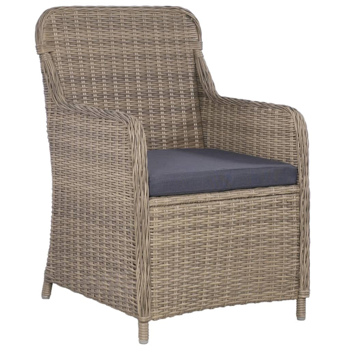bistrosæt 3 dele med hynder polyrattan brun