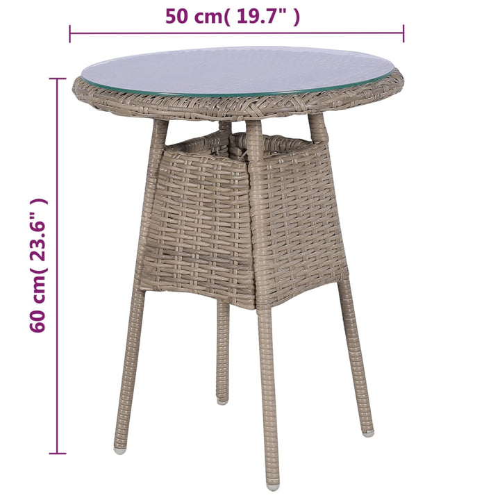 bistrosæt 3 dele med hynder polyrattan brun