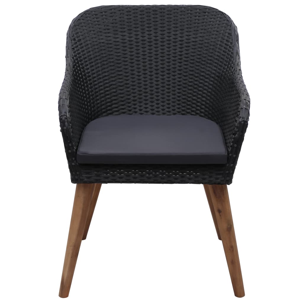 havestole med hynder 2 stk. polyrattan sort