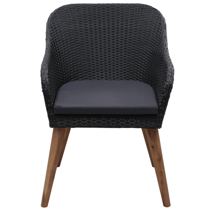 havestole med hynder 2 stk. polyrattan sort