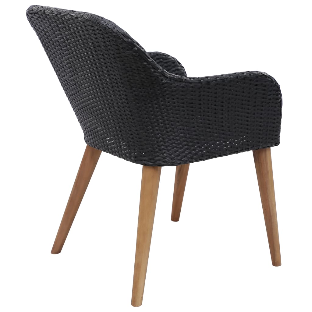 havestole med hynder 2 stk. polyrattan sort