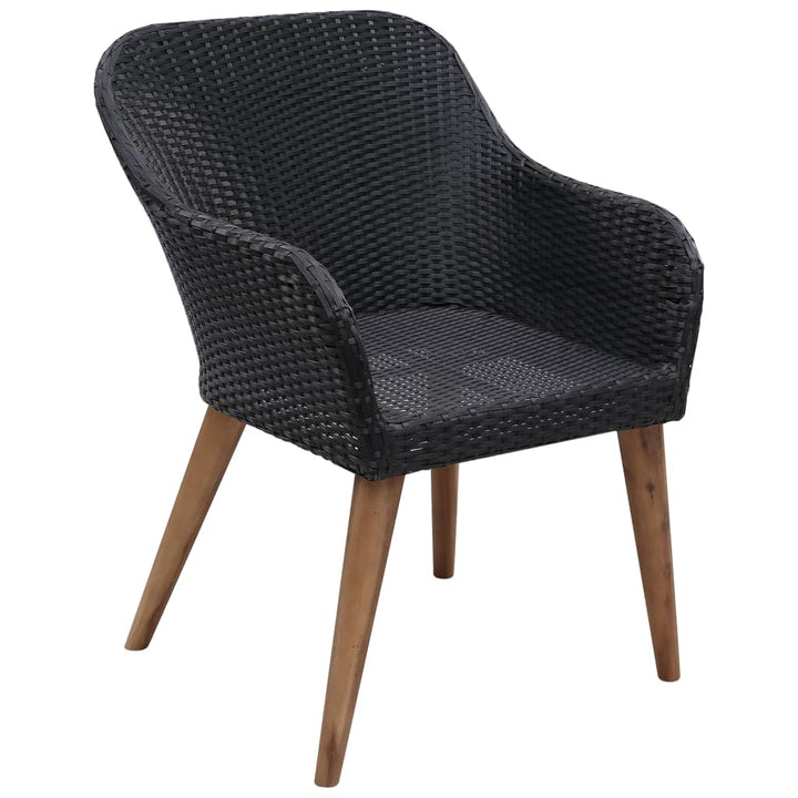 havestole med hynder 2 stk. polyrattan sort