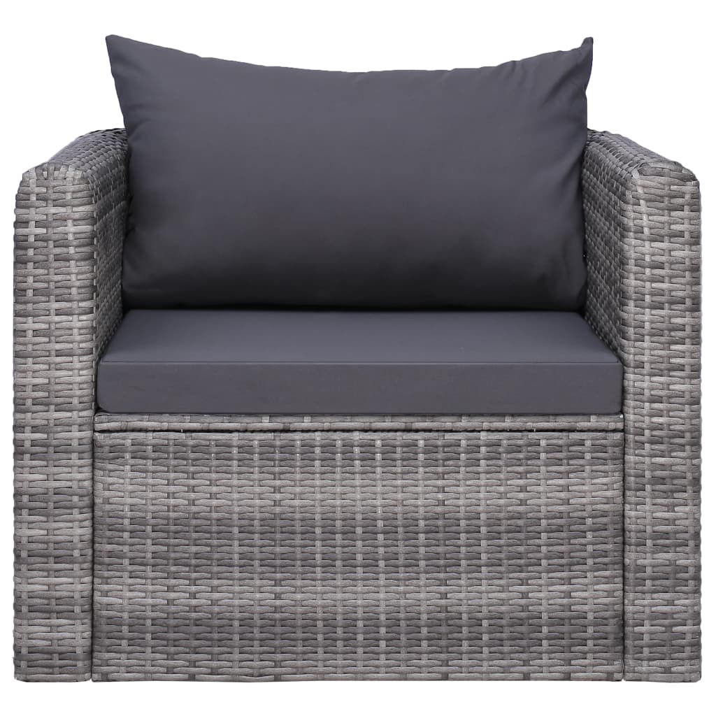 havestol med hynde og pude polyrattan grå