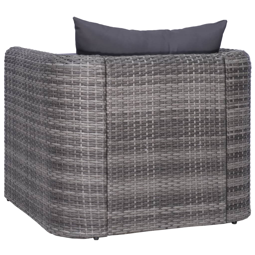 havestol med hynde og pude polyrattan grå