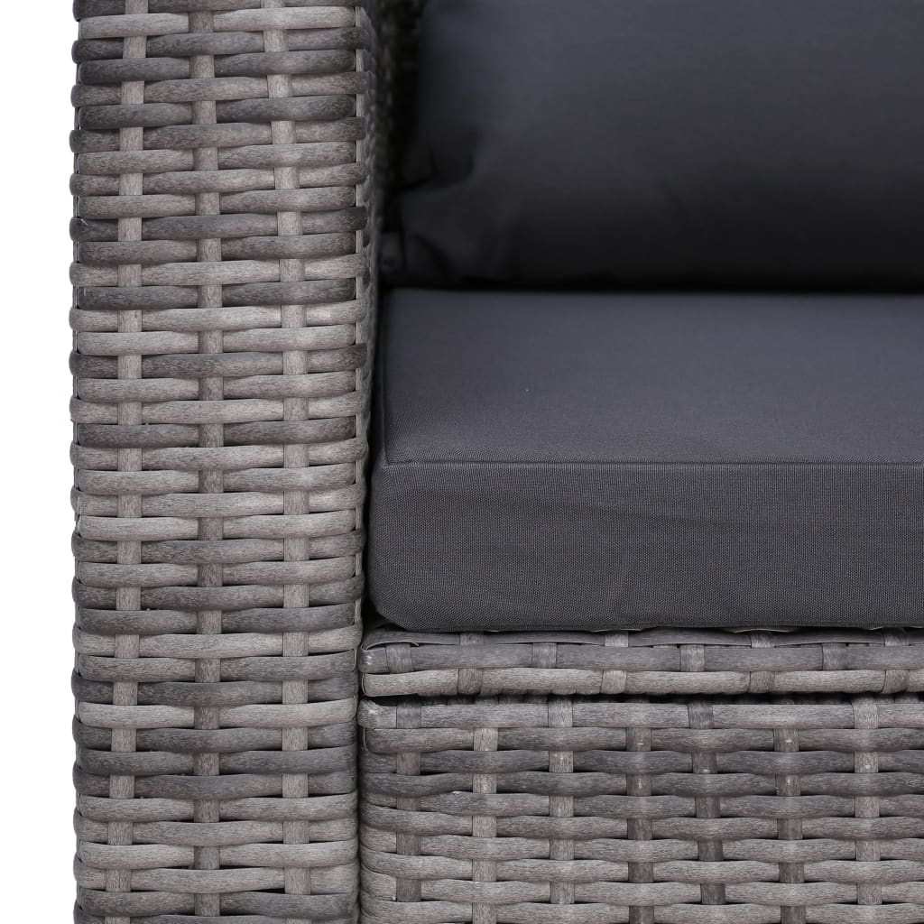 havestol med hynde og pude polyrattan grå