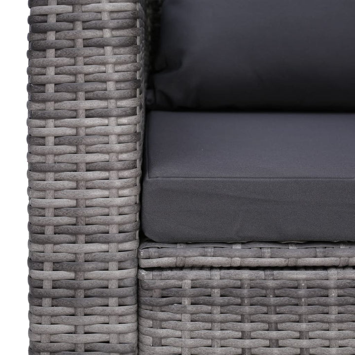 havestol med hynde og pude polyrattan grå