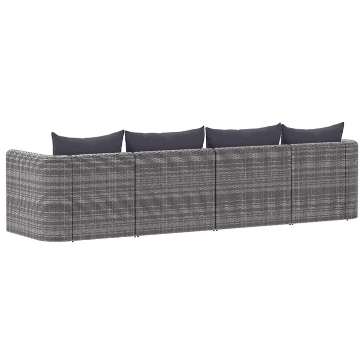 havesofasæt i 4 dele med hynder polyrattan grå