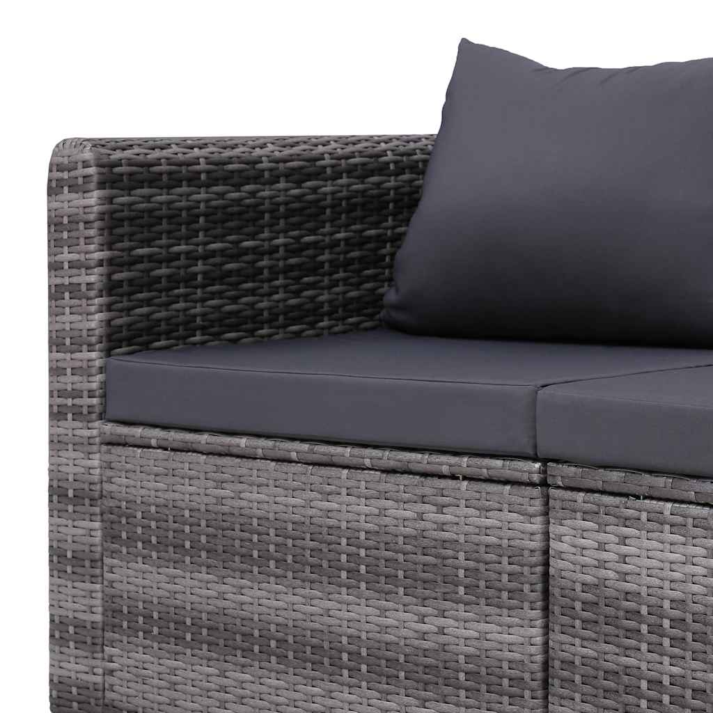 havesofasæt i 4 dele med hynder polyrattan grå