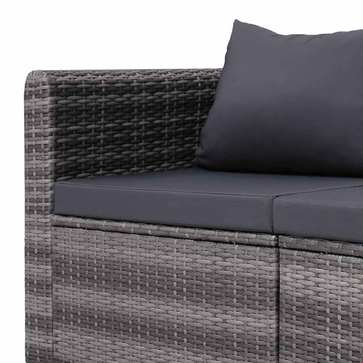 havesofasæt i 4 dele med hynder polyrattan grå