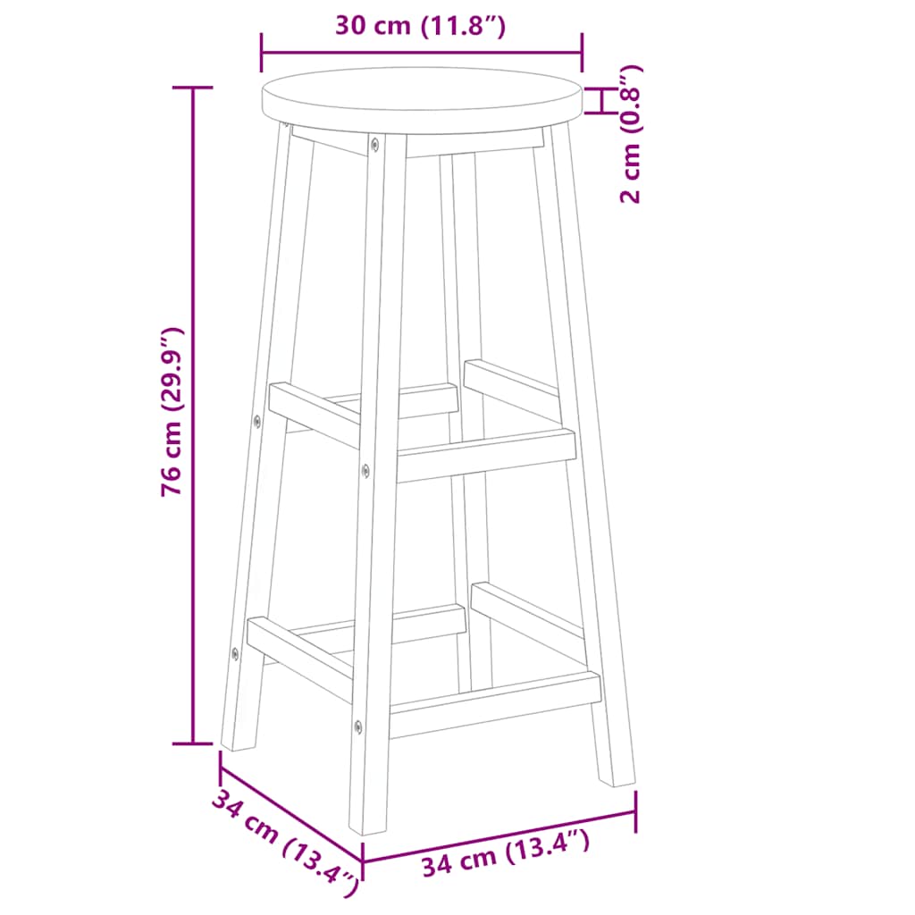 barstole 2 stk. massivt akacietræ