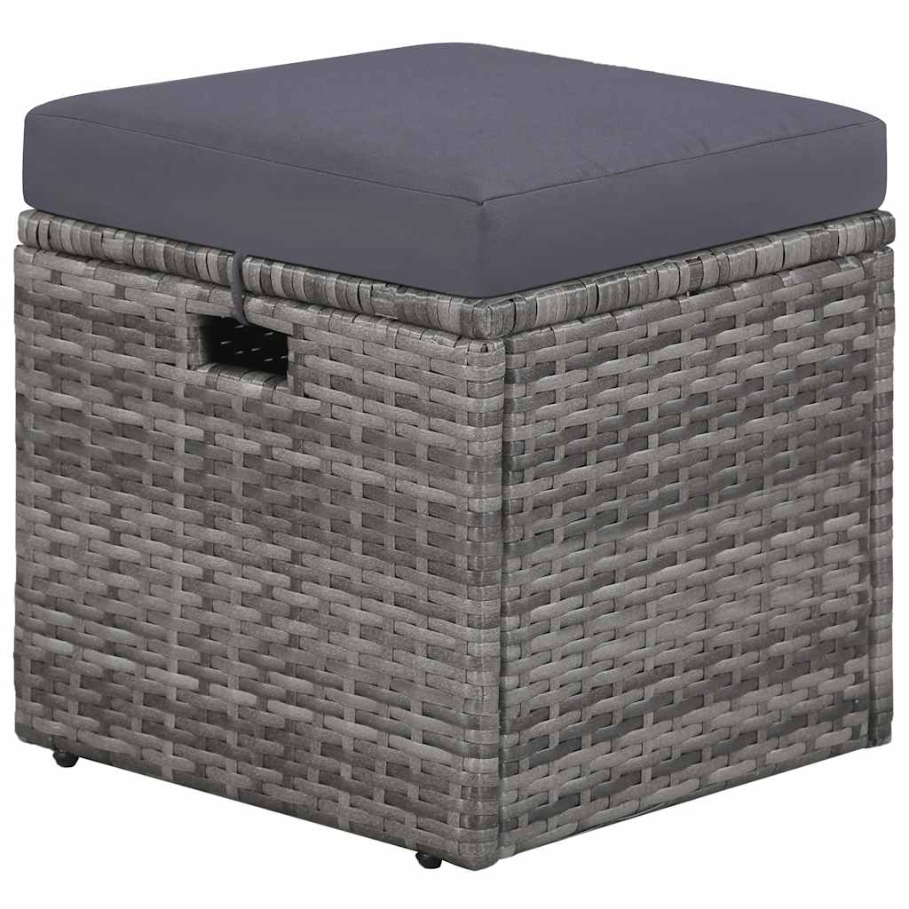 haveloungesæt 4 dele med hynder polyrattan grå
